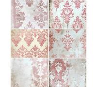 Papier de riz Damassé Rose Pâle, 20 x 26,6cm (6pc) - 6 motifs pour Scrapbooking, Cartes, Artisanat, Découpage par CRAFT KREATIVELY