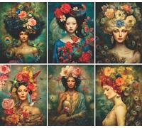 Papier de riz Femmes Colorées, 20 x 26,6cm (6pc) - 6 motifs pour Scrapbooking, Cartes, Artisanat, Découpage par CRAFT KREATIVELY