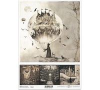 Papier de riz ITD Decoupage Papier de bricolage Technique de la serviette R2513 Coulisse mystérieuse Château