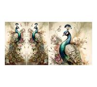 Papier de riz paon, 29 x 29 cm (2 feuilles) - 3 images pour meubles, affiche, découpage CRAFT KREATIVELY