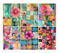 Papier de riz patchwork hippie 21 x 27 cm - Papier de découpage pour meubles, supports mixtes, cartes et travaux manuels, découpage CRAFT KREATIVELY