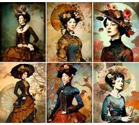 Papier de riz vintage pour femme, 20 x 26,5 cm (6 feuilles) - 6 feuilles de papier de beauté pour découpage, supports mixtes, fabrication de cartes et travaux manuels, découpage CRAFT KREATIVELY