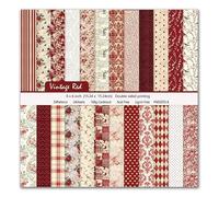 Papier de Scrapbooking, 24 Feuilles Papier Scrapbooking Fleurs Motif, 15 x 15 CM, Papier-Décoratif, Papiers de Découpage, Papiers à Motif Fleurs, Pour Scrapbooks, Origami, Déco Cadeaux (Rouge)