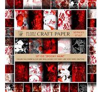 Papier de scrapbooking (30 pages 30,5 x 30,5 cm) effrayant hante : motifs effrayants de sang et de crâne d'Halloween pour créations en papier effrayantes et gory Flonz de style vintage pour la
