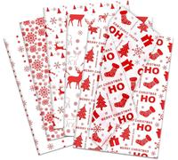 Papier De Soie Noël, 50 Feuilles Papier Cadeau Rouge Vintage, Arbre De Noël À Flocons De Neige Papier De Soie Emballage Craft Pour Les Fêtes, Nouvel An, Anniversaires, Christmas, 50x35 Cm