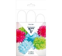 PAPIER DE SOIE, Set de 3 pompons à suspendre Ø30x1 et Ø40x2 - Blanc