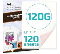 Papier de Sublimation A4, 120 Feuilles 120 g/m² Papier Transferts Compatible avec Les Imprimantes à Jet D'Encre et à Sublimation, Presse à Chaud pour Coton, Métal, Céramique, Verre