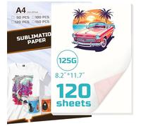Papier de sublimation A4 pour gobelets, t-shirts, tasses, coton et tissus - Séchage rapide - Résistant aux taches - Pour imprimantes à jet d'encre - 210 x 297 mm (120, 125 g)