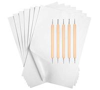 Papier de Transfert Carbone Blanc, 100 Pcs 11,7 x 8,3 Pouces Calque Papier de Copie Carbone Graphite avec 5 Stylets Traçage de Gaufrage, pour Motifs de Transfert sur Papier, Toile, Tissu Papier Bois