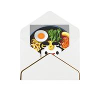 Papier de vœux imprimé coquetier nouilles ramen à moitié plié pour anniversaire, mariage, fête.