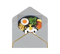 Papier de vœux imprimé coquetier nouilles ramen à moitié plié pour anniversaire, mariage, fête.
