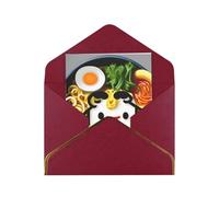 Papier de vœux imprimé coquetier nouilles ramen à moitié plié pour anniversaire, mariage, fête.