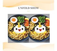 Papier de vœux imprimé coquetier nouilles ramen à moitié plié pour anniversaire, mariage, fête.