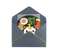 Papier de vœux imprimé coquetier nouilles ramen à moitié plié pour anniversaire, mariage, fête.