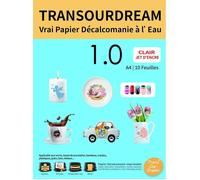 Papier décalcomanie transparent A4 - 10 feuilles - Impression jet d'encre - Pour objets clairs - Brillant