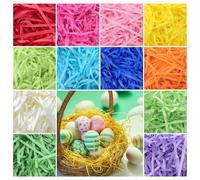 Papier Déchiqueté Herbe de Paques Herbe de Pâques Raphia Panier Cadeau - Décoration Pâques Élégante avec Frisure pour Emballage, Papier Déchiqueté et Paille de Pâques