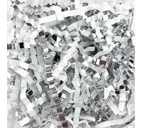 Papier déchiqueté pour remplir les paniers cadeaux Papier de soie déchiqueté métallique à paillettes, remplissage de cadeau multicolore 100g-200g(Style B/Bright Silver,100g)