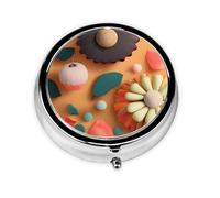 Papier découpé avec tournesols colorés Petite boîte à médicaments à trois compartiments qui peut être placée dans votre poche ou votre sac à main et peut stocker des vitamines.