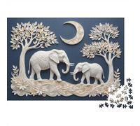 Papier d'éléphant Puzzle 1000 Pièces Adulte avec Emboîtement Parfait,Puzzle Complexe Puzzle De Développement Cognitif pour Une Activité Intergénérationnelle,Passion Nature Et Faune 70x50cm/1000pcs