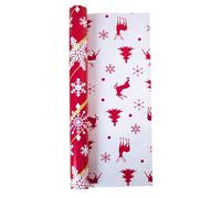 Papier d'emballage de Noël 17 pouces x 33 pieds Papier d'emballage flocon de neige, arbre et renne Rouleaux Noël double face pour cadeaux, décorations