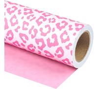 Papier D'emballage Double Face - Mini Rouleau - 43,2 Cm X 10 M - Motif Léopard Rose Clair Pour Anniversaire, Vacances Et Baby Shower