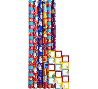 Papier d'emballage Saint Papier d'emballage Soirée cadeau - Dim. 70 x 300 cm par rouleau - 6 rouleaux - 20 autocollants nom Saint inclus