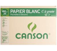 CANSON "C" à Grain - Pochette 12 feuilles de papier dessin blanc A4 - 180g/m²