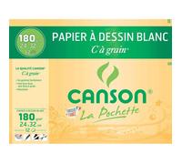 Pochette CansonPapier àDessin Blanc "C" àGrain 24X32Cm 12 Feuilles 180g/m²