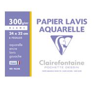 Clairefontaine Pochette dessin scolaire 96340C – 6 feuilles lavis aquarelle 24×32 cm 300 g