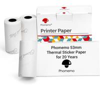 Papier d'imprimante 53 mm pour M02,M02S,M02Pro,M03,M03AS,M04S,M04AS Mini imprimante,3 Rouleaux de Papier Autocollant Thermique,Noir sur Blanc 53mmx3,5 m,20 ans de conservation