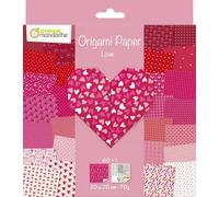 Avenue Mandarine Feuilles origami MY MANDARINE OR518C - 60 feuilles 20x20cm 70g + stickers Yeux LOVE