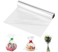 Papier Emballages Cadeau 80cmx30m, Rouleaux Sacs Wrapping Cristal Grands, 3mil Dépaisseur Cellophane Sac Clairs Plastique Imperméable pour Fleurs,Artisanat,Cadeaux,Biscuits,Bouquet,Panier,Alimentaire