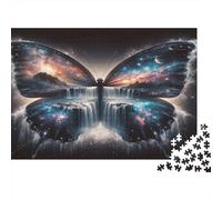 Papier épais Puzzle Cascade Papillon surréaliste 1000 pièces Adultes Relaxation mentale décoration intérieure Puzzle Cascade Papillon Papier Exercices cérébraux Interaction Sociale 38x26cm/1000pcs