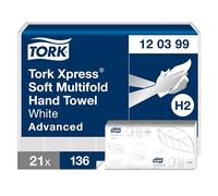 Papier essuie-mains pliage enchevêtré Tork Avanced doux - Carton de 2856