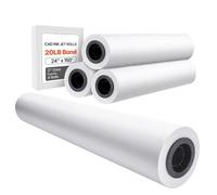 Papier Grand Format-Duoku-24 Po X 150 Pi-Papier Traceur-4 Rouleaux De Papier Bond Cao-Avec Noyau De 2 Po-Idéal Pour Les Dessins Cao