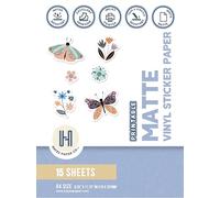 Papier Hayes, Papier Autocollant Mat Blanc en Vinyle pour Imprimante à Jet d’encre, 15 Feuilles Premium en Vinyle Imperméables, Format A4
