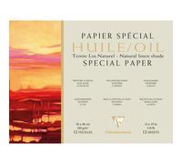 Papier Huile lin naturel bloc collé 1 côté 12F 36x48cm 240g