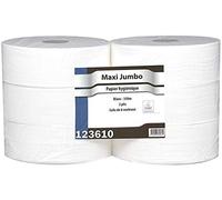 Papier Hygiénique Maxi Jumbo - Pure Ouate Blanche 2x17g/m² - Pack De 6 Rouleaux - T320 Mètres - Dimension 8,8x12,5cm - Af40402 - Fabricant Français