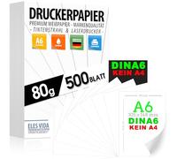 Papier imprimante 80g blanc A6-500 feuilles 10,5 x 14,8 cm - PAPIER PREMIUM | Blanc pur - Papier copie, imprimante laser et jet d'encre pour université, photographie - FABRIQUÉ EN ALLEMAGNE