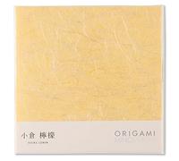 Papier japonais traditionnel Mino Washi Origami - Ogura Lemon Jaune, 15.5 cm (6.1 inch), 20 feuilles - Papier Washi de haute qualité, texture en fibre de chanvre naturelle