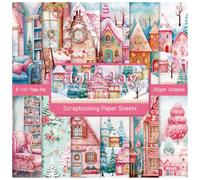 Papier Journal Scrapbooking, Bloc de papier de Noël 6"x6", 24 feuilles de papier cartonné à motifs simple face avec imprimés de villes de vacances sur le thème de la neige, fournitures de scrapbooking