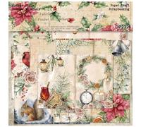 Papier Journal Scrapbooking, Papier à motifs imprimés de Noël au format A5, 24 feuilles de papier cartonné floral recto simple, fournitures de fabrication de cartes d'album photo DIY - 8,3" x 5,7"