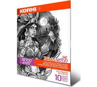 Kores - Papier transfer de tatouage Hekto 216, Papier de transfert à l'encre violette, 21,5 x 36,8 cm, non toxique et sans gluten, pochette de 10 feuilles