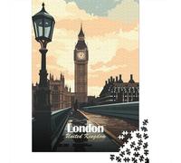 Papier London United Kingdom Illustration Puzzle en Bois, 1000 pièces