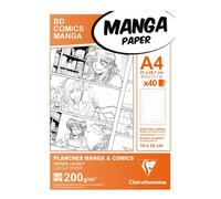 Clairefontaine Étui Manga 94047C – 40 feuilles A4 200 g blanc lisse grille 6 cases