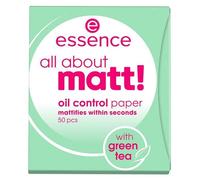 Essence Papier matifiant All About Matt! transparent absorbant sans parfum ni huile – 50 unités