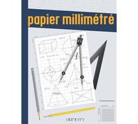 Papier millimétré: 10 carrés par pouce, papier quadrillé avec règle en pouces, 120 pages (60 feuilles), (grand format 8,5" X 11")