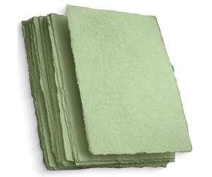 Papier Mixte A4 Vert Fait À La Main Avec Bord Frangé, 21 X 30 cm - 150 GSM - Papier Chiffon Texturé Pressé À Froid Fabriqué Avec Du Coton Recyclé Pour La Fabrication De Cartes - 50 Feuilles
