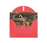 Papier nacré avec motif girafe d'Afrique, impression arbre majestueux, cadeau pour cartes d'anniversaire avec feuille d'accessoires, carte de notes, enveloppe