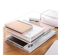 Papier-Organizer-Tablett, Transparent Acryl-Schreibtisch-Organizer und Zubehör, Bürobedarf, stapelbarer Aktenhalter, Kunstaufbewahrung für Schule, Klassenzimmer, Briefablage, 2 Stück/2 Etagen